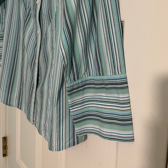 Talbots 3/4 Length Sleeve Striped Button Down Shirt - Picture 5 of 5